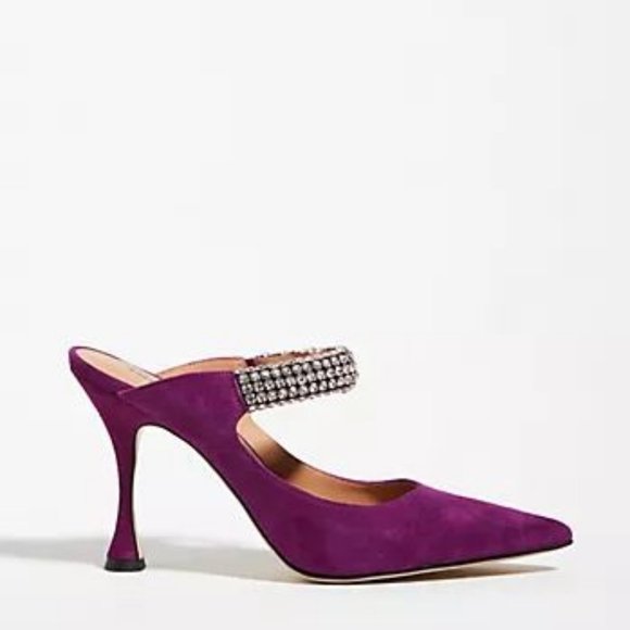 NWT Lola Cruz Purple Suede Heels with Rhinestone Strap Size 8 - Picture 6 of 7